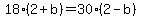 18%2A%282+%2B+b%29+=+30%2A%282+-+b%29