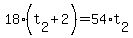 18%2A%28t%5B2%5D%2B2%29+=+54%2At%5B2%5D