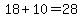 18%2B10=28