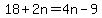 18%2B2n=4n-9