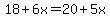 18%2B6x=20%2B5x