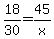 18%2F30=45%2Fx