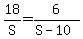 18%2FS+=+6%2F%28S+-+10%29
