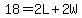 18+=+2L%2B2W