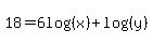 18+=+6log%28%28x%29%29+%2B+log%28%28y%29%29