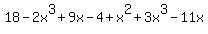 18-2x%5E3%2B9x-4%2Bx%5E2%2B3x%5E3-11x