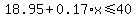 18.95%2B0.17%2Ax%3C=40