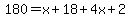 180=x%2B18%2B4x%2B2