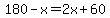 180-x=2x%2B60