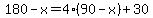 180-x=4%2A%2890-x%29%2B30
