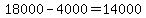18000-4000=14000