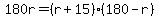 180r=%28r%2B15%29%28180-r%29