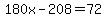 180x-208=72