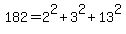 182+=+2%5E2+%2B+3%5E2+%2B+13%5E2