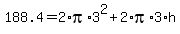 188.4+=+2%2Api%2A3%5E2+%2B+2%2Api%2A3%2Ah