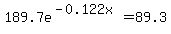 189.7e%5E%28-0.122x%29=89.3