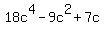 18c%5E4+-+9c%5E2+%2B+7c