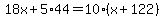 18x%2B5%2A44=10%28x%2B122%29
