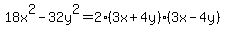 18x%5E2-32y%5E2=2%283x%2B4y%29%283x-4y%29