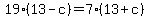 19%2813-c%29=7%2813%2Bc%29