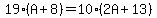 19%28A%2B8%29=10%282A%2B13%29