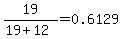 19%2F%2819%2B12%29=0.6129