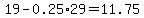 19+-+0.25%2A29+=+11.75