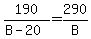 190%2F%28B-20%29+=+290%2FB