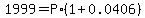 1999+=+P%2A%281%2B0.0406%29