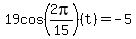 19cos%282pi%2F15%29%28t%29=-5