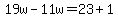 19w-11w=23%2B1