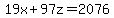 19x%2B97z=2076
