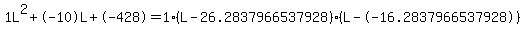 1L%5E2%2B-10L%2B-428+=+1%28L-26.2837966537928%29%2A%28L--16.2837966537928%29