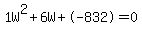 1W%5E2%2B6W%2B-832+=+0
