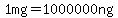 1mg=+1000000ng