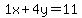 1x%2B4y=11