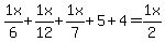 1x%2F6%2B1x%2F12%2B1x%2F7%2B5%2B4=1x%2F2