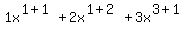 1x%5E%281%2B1%29%2B2x%5E%281%2B2%29%2B3x%5E%283%2B1%29