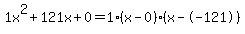 1x%5E2%2B121x%2B0+=+1%28x-0%29%2A%28x--121%29