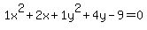 1x%5E2%2B2x%2B1y%5E2%2B4y-9=0