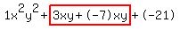 1x%5E2y%5E2%2Bhighlight%283xy%2B-7xy%29%2B-21