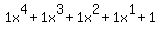 1x%5E4%2B1x%5E3%2B1x%5E2%2B1x%5E1%2B1