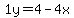 1y=4-4x
