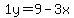1y=9-3x