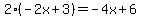 2%28-2x%2B3%29+=+-4x%2B6