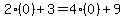 2%280%29%2B3=4%280%29%2B9
