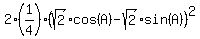 2%281%2F4%29%28sqrt%282%29cos%28A%29-sqrt%282%29sin%28A%29%29%5E2