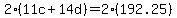 2%2811c%2B14d%29=2%28192.25%29