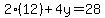 2%2812%29%2B4y=28