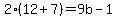 2%2812%2B7%29=9b-1
